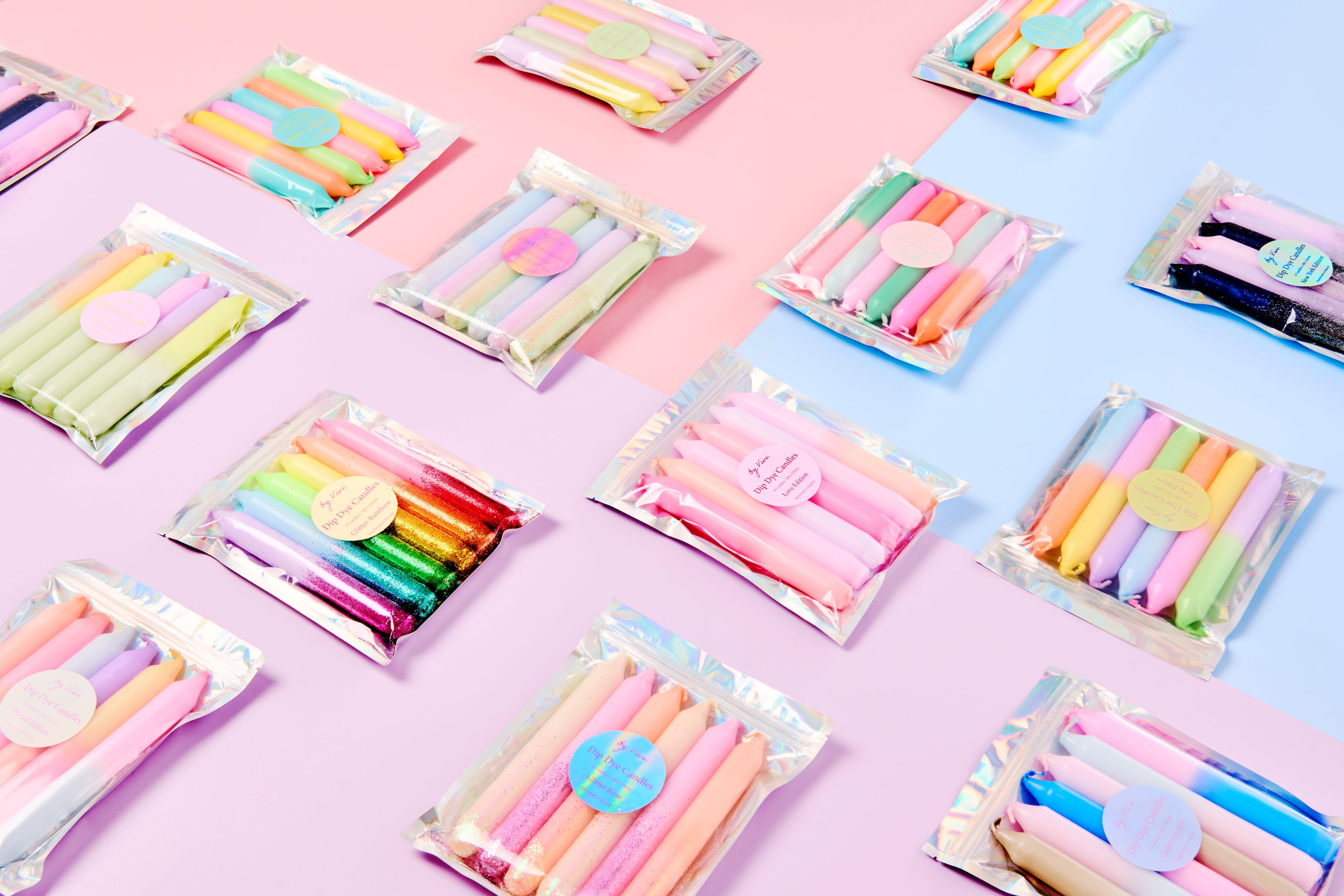 Dip Dye Candle Set: Pastell Edition