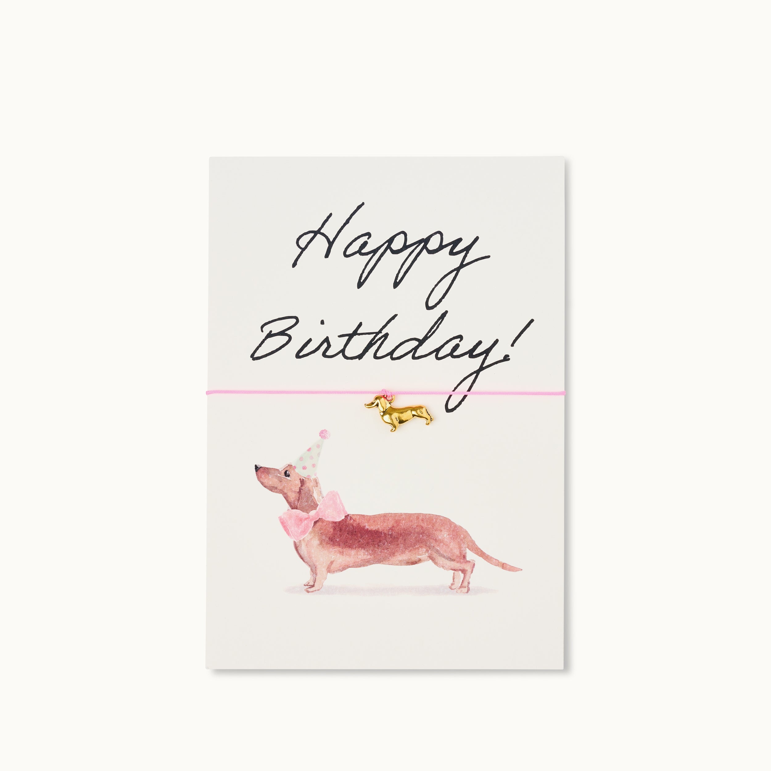 Armband-Karte: Happy Birthday Dackel Rosa