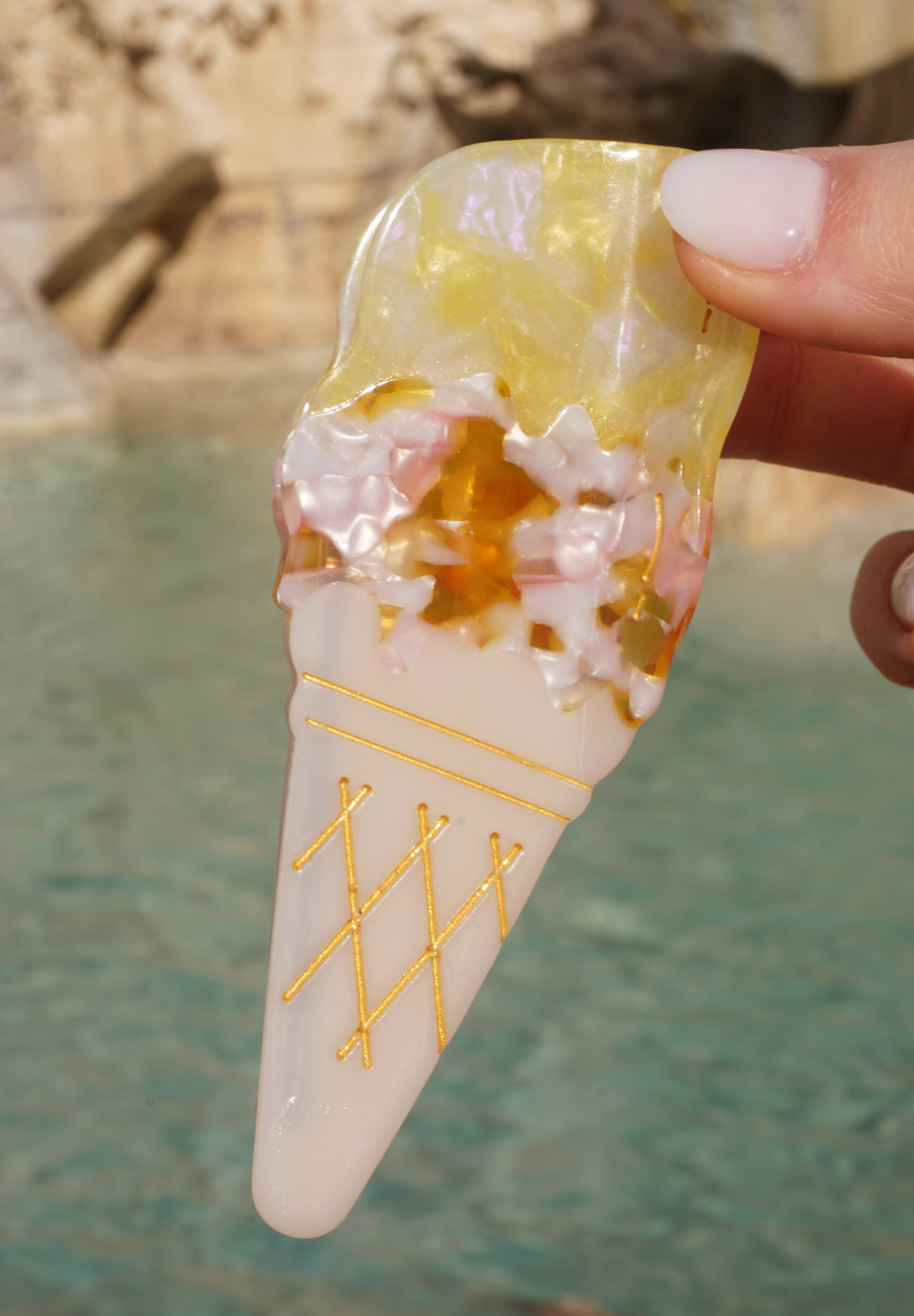 Haarklammer Eis Gelb
