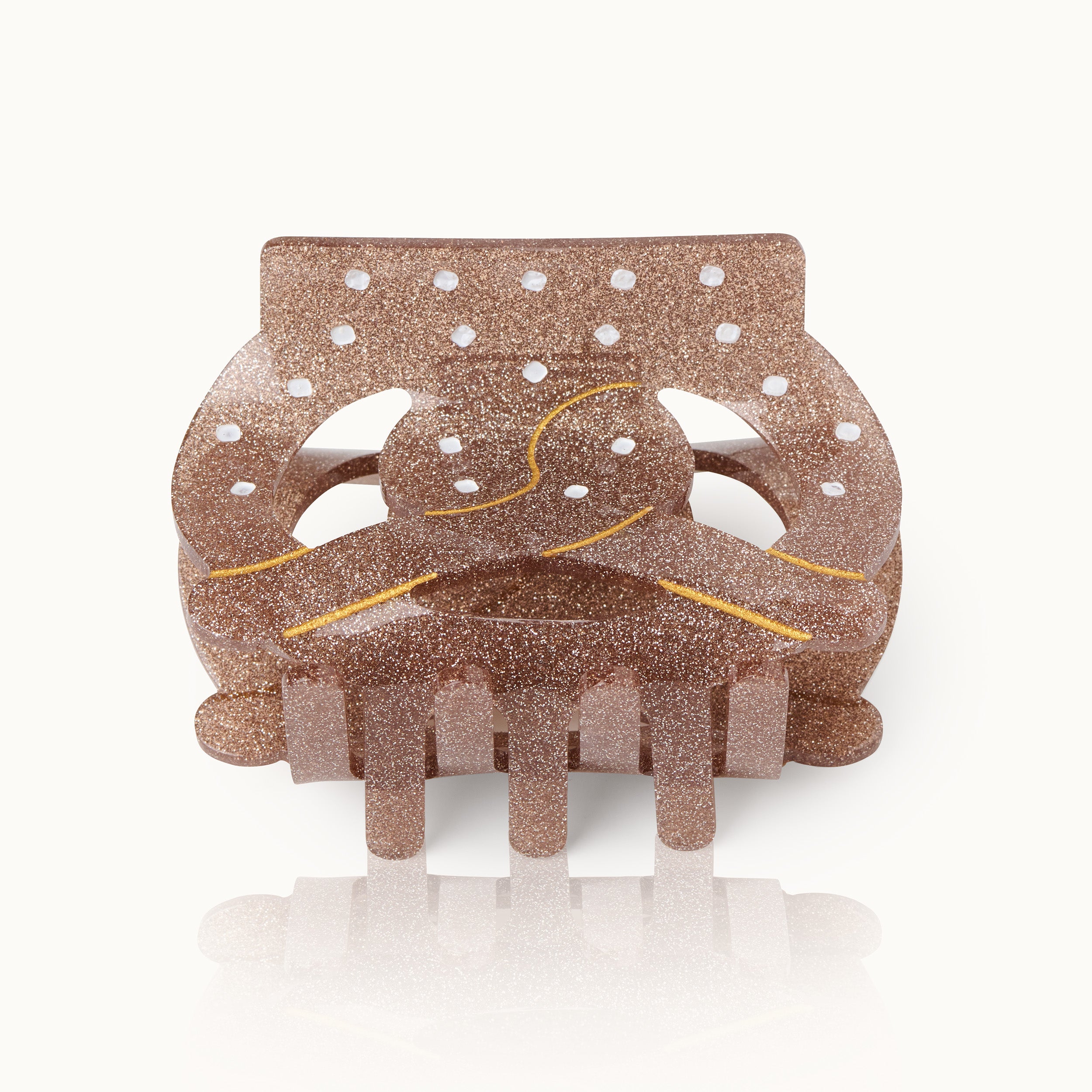Haarklammer Breze Glitzer taupe groß