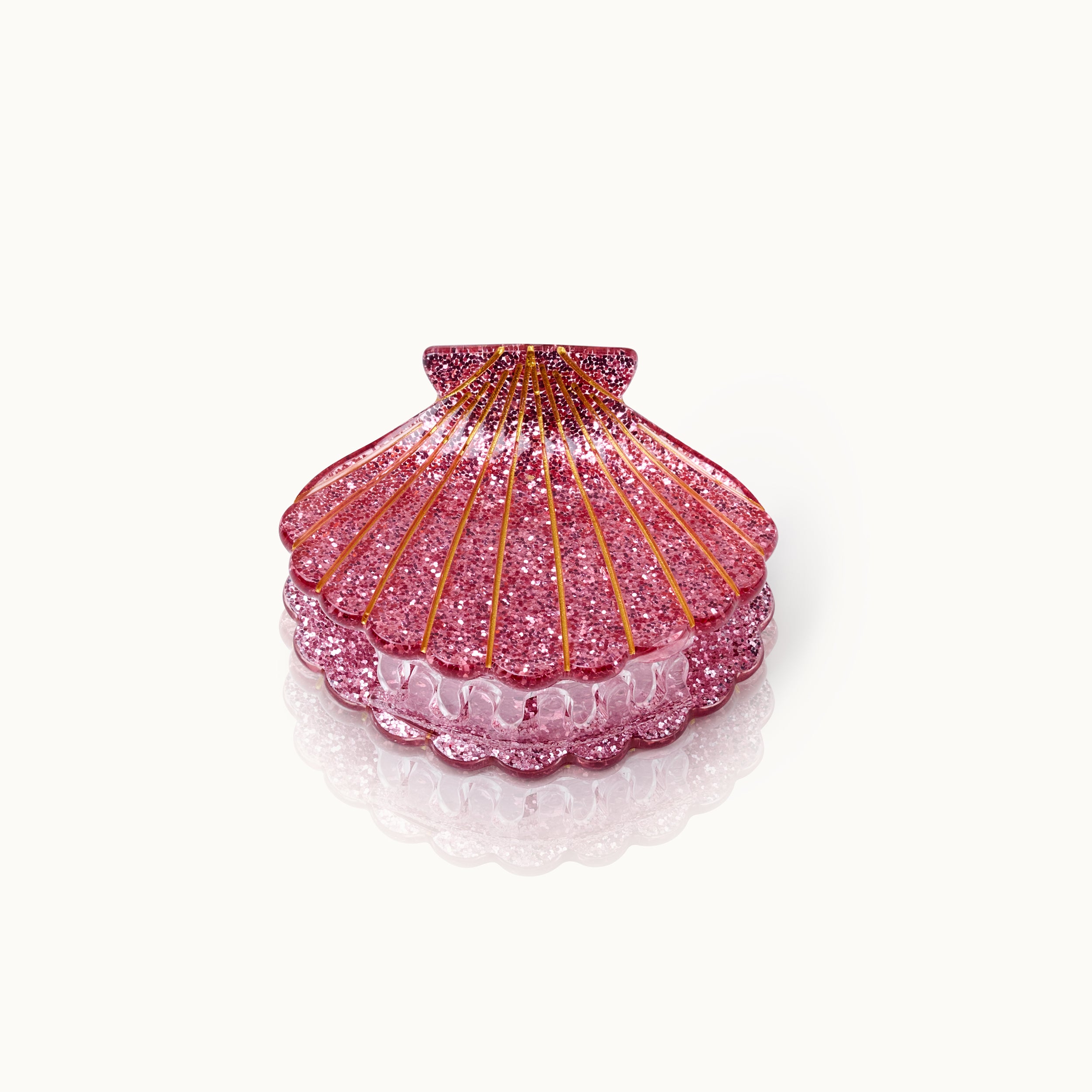 Haarklammer Muschelform Rose Glitter