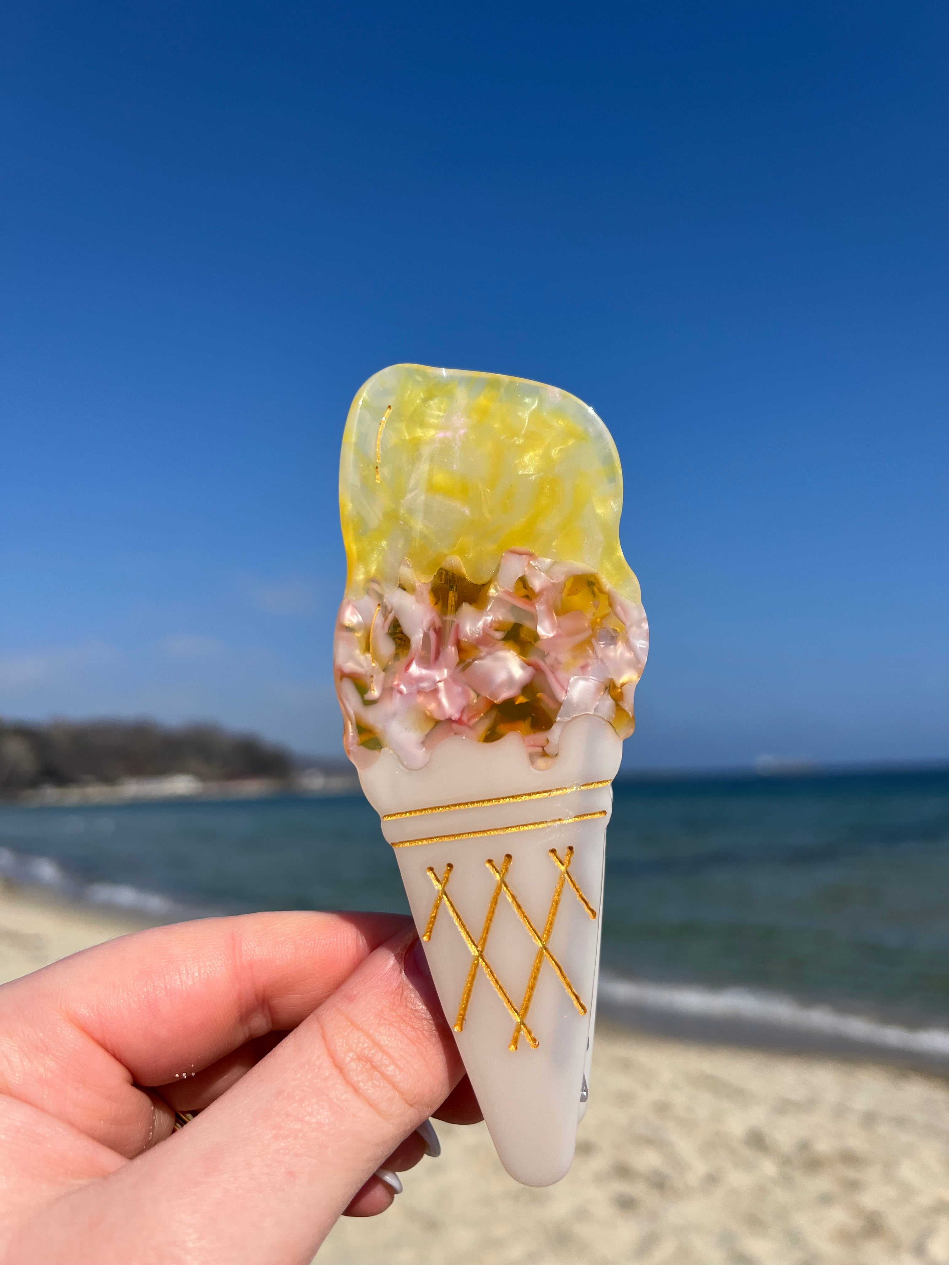 Haarklammer Eis Gelb