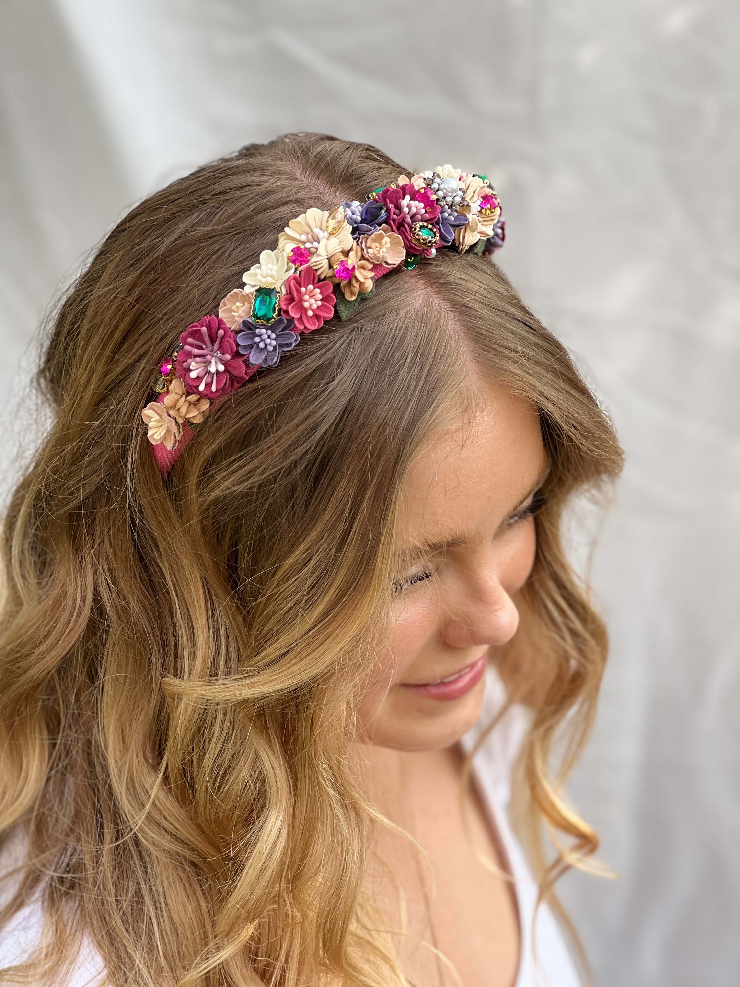 Haarreif Blumen pink