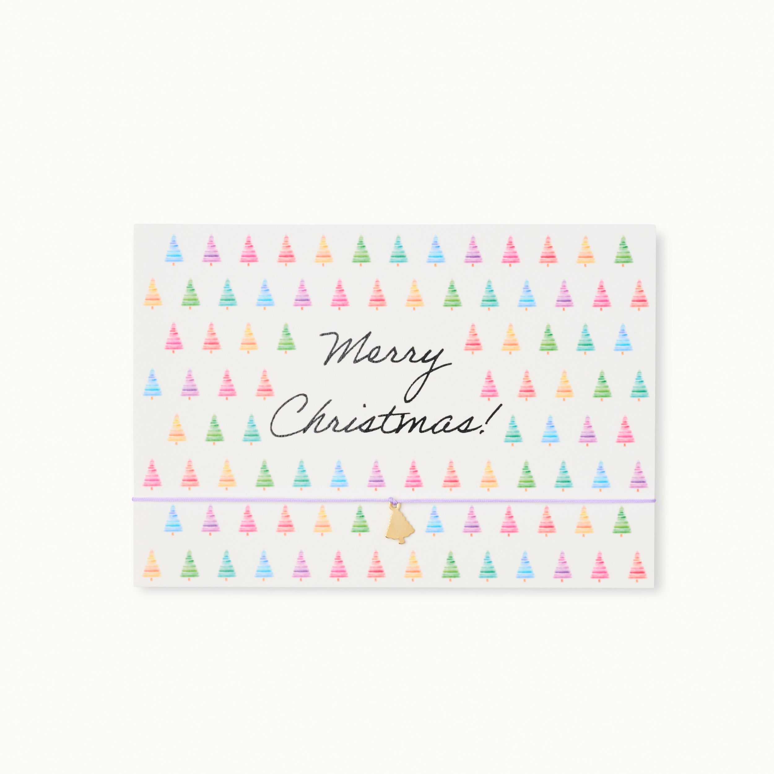 Armband-Karte: Merry Christmas Bunte Bäume
