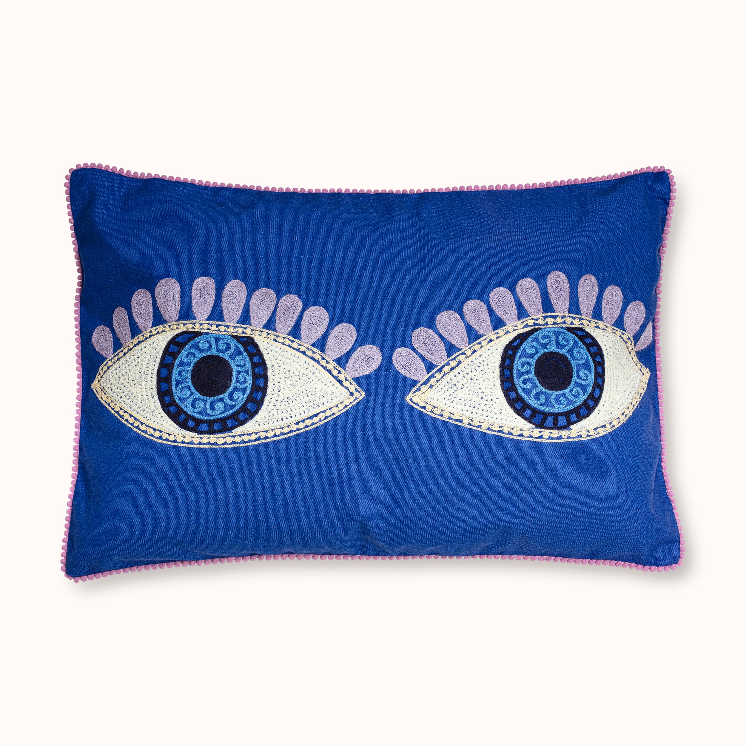 Kissenhülle Evil Eyes blau