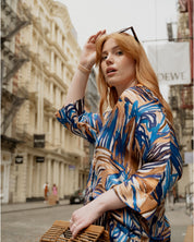 Bluse Loose Cut Blue Seaweed