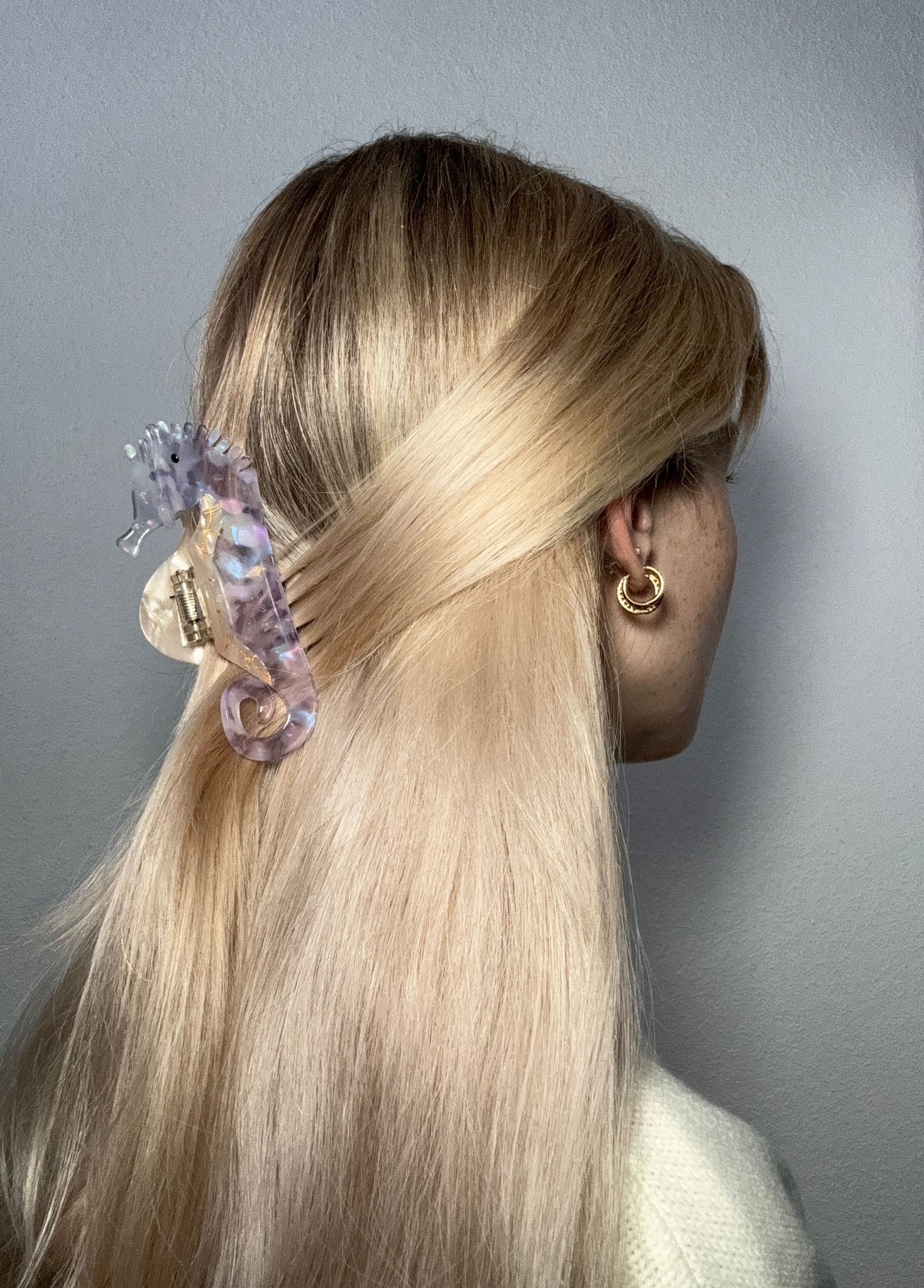 Haarklammer Seepferd Lavender