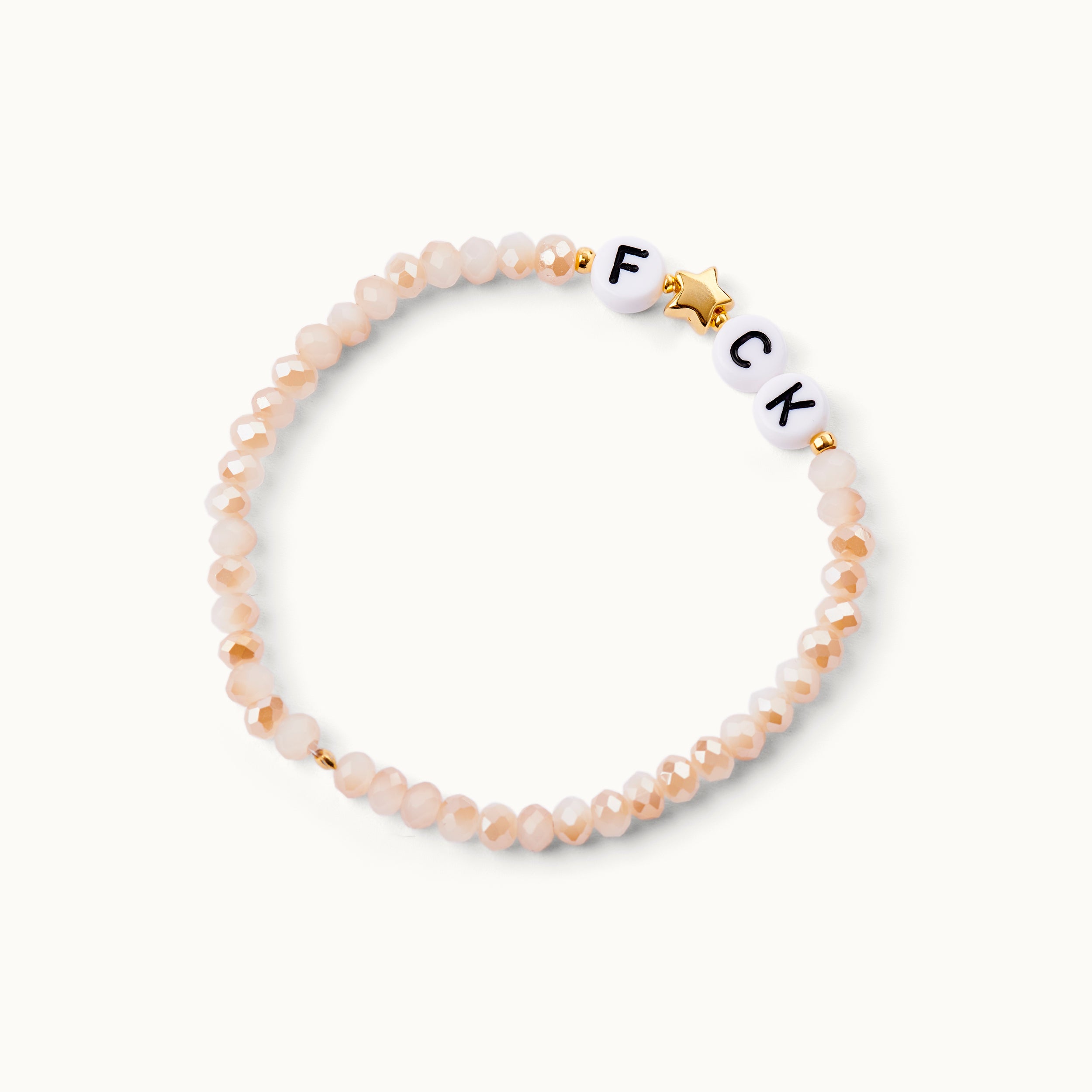 F☆CK  Glasperlenarmband in Nude-Tönen mit Acryl-Perlen und einem 18 Karat vergoldeten Stern sowie 18 Karat vergoldeten Kugeln.