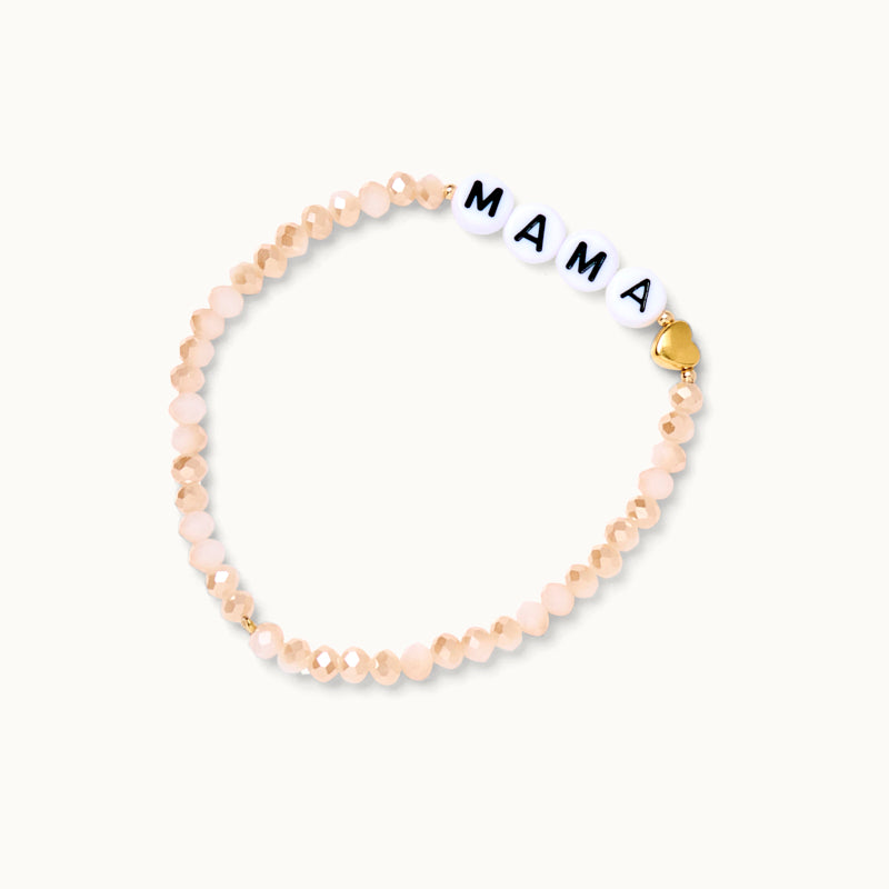 Mama♡ Glasperlenarmband in Nude-Tönen mit Acryl-Perlen und einem 18 Karat vergoldeten Stern sowie 18 Karat vergoldeten Kugeln.