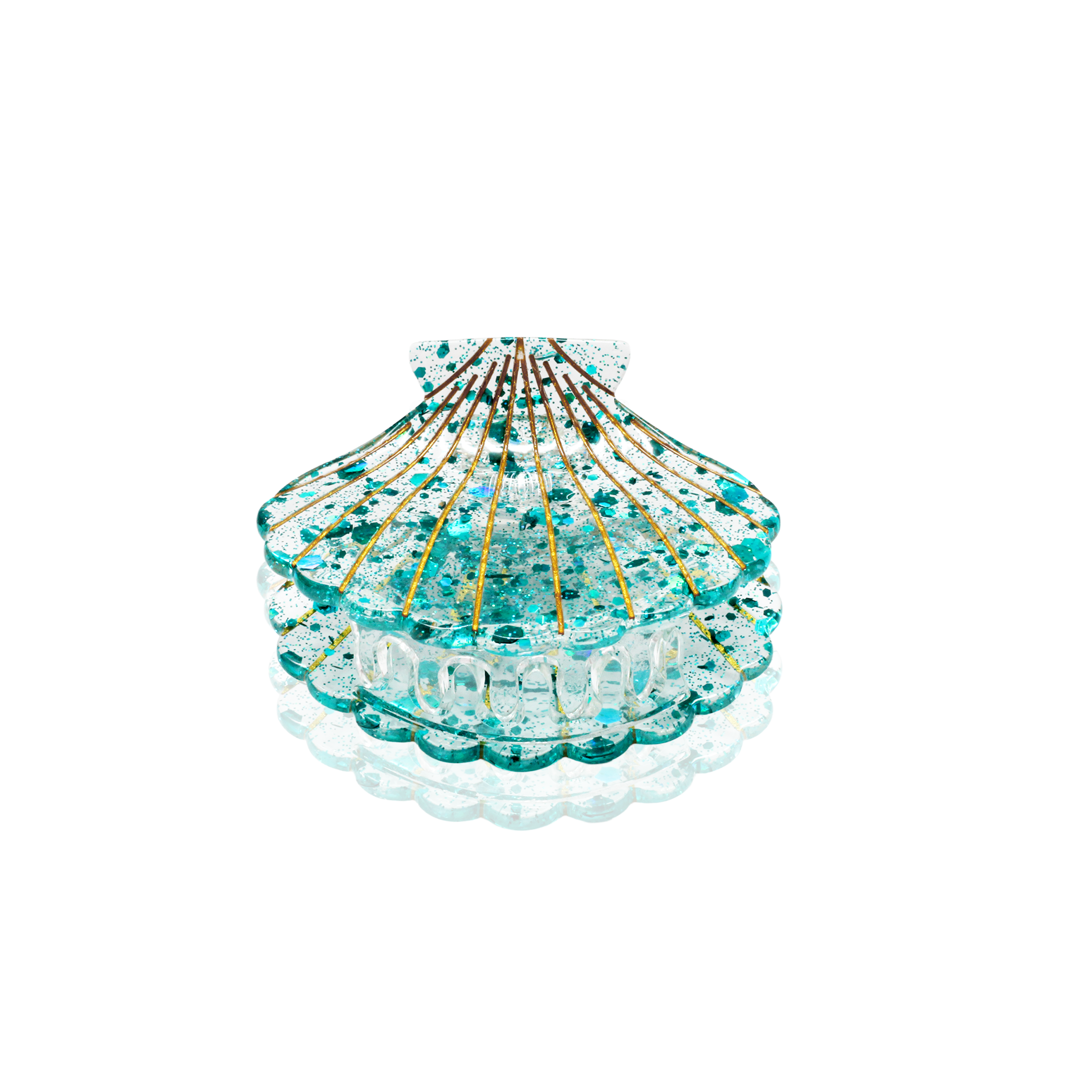 Haarklammer Muschelform Turquoise Sparkle