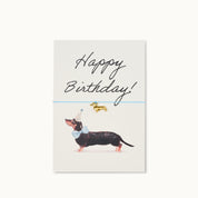 Armband-Karte: Happy Birthday Dackel blau