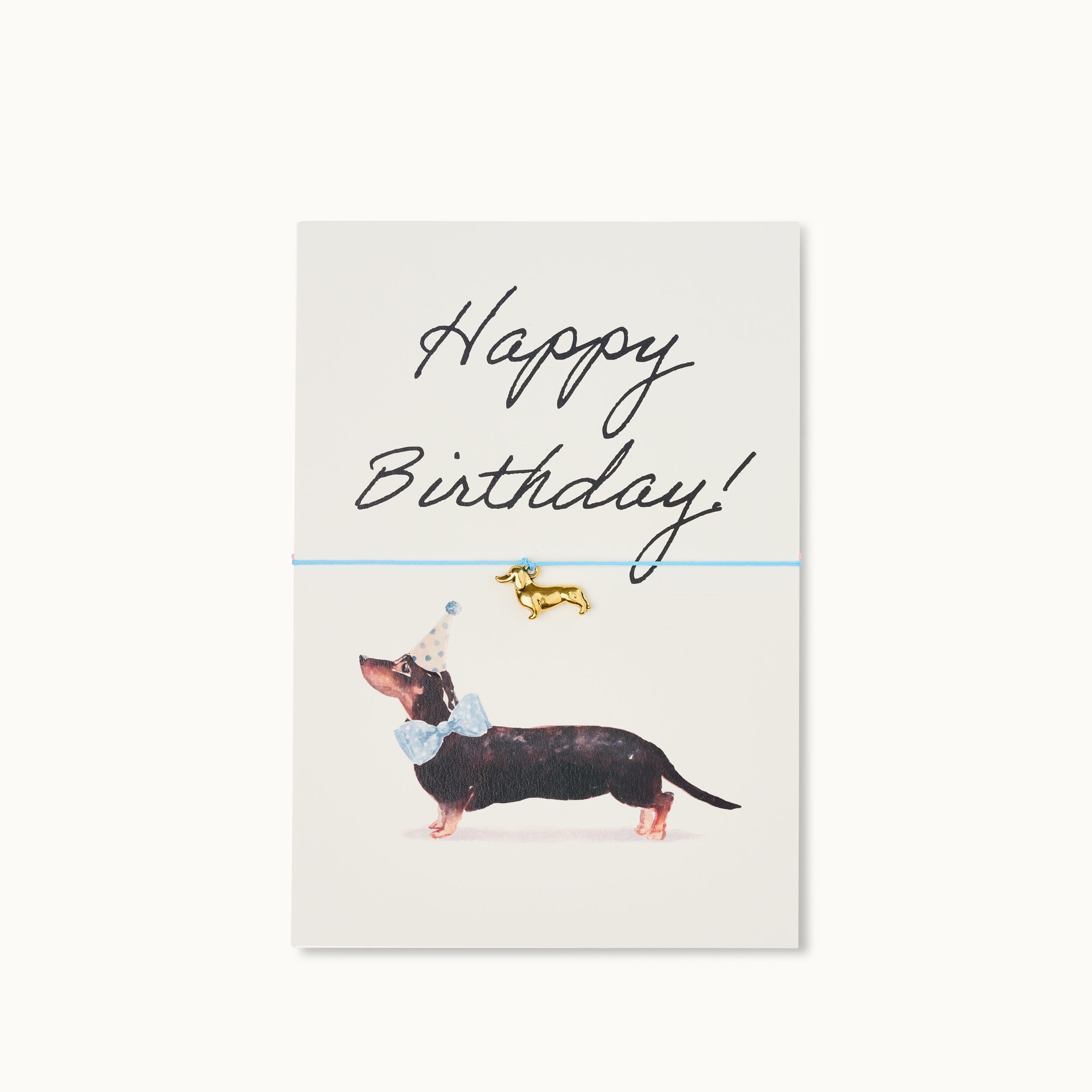 Armband-Karte: Happy Birthday Dachshund blue