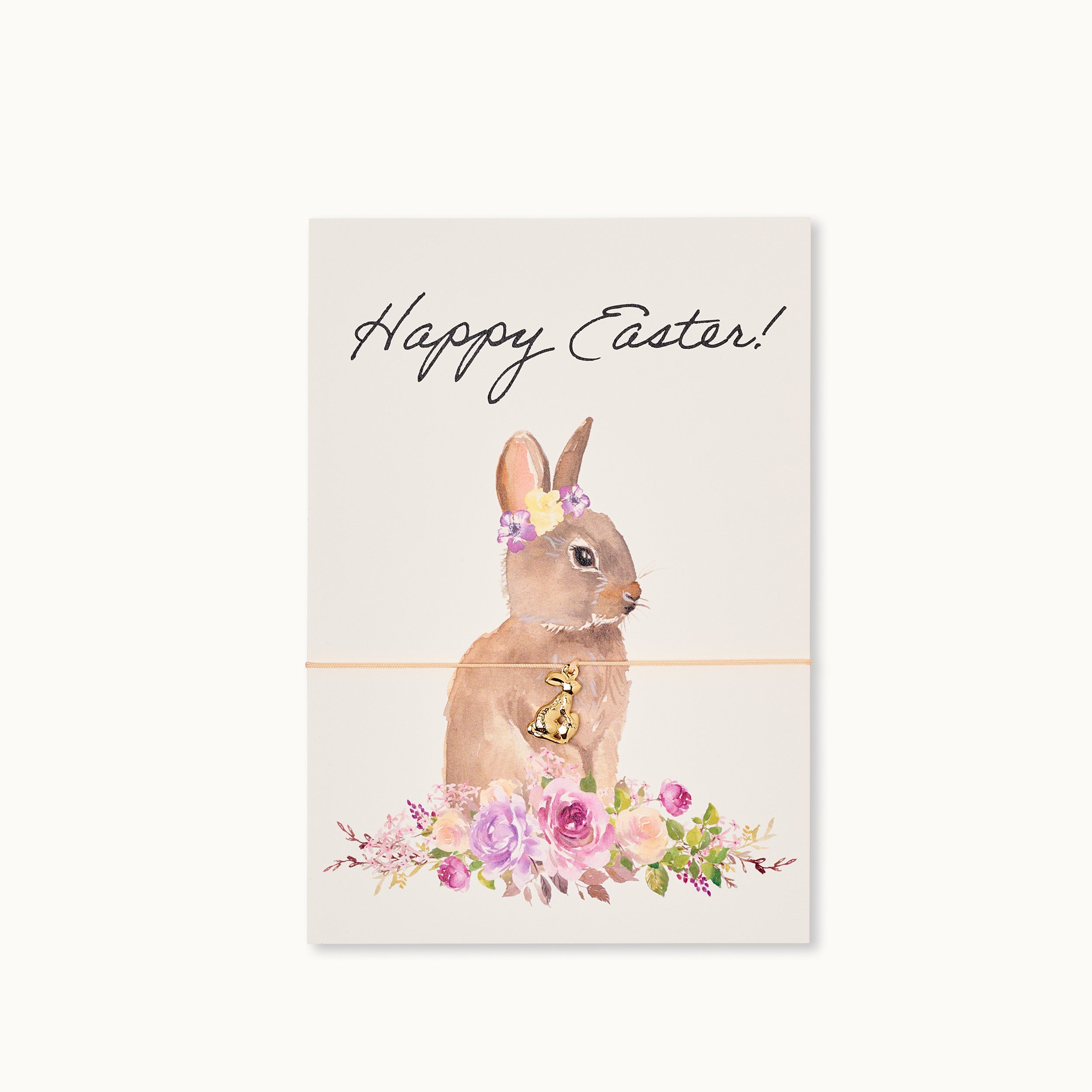 Armband-Karte: Happy Easer, Bunny in flowers