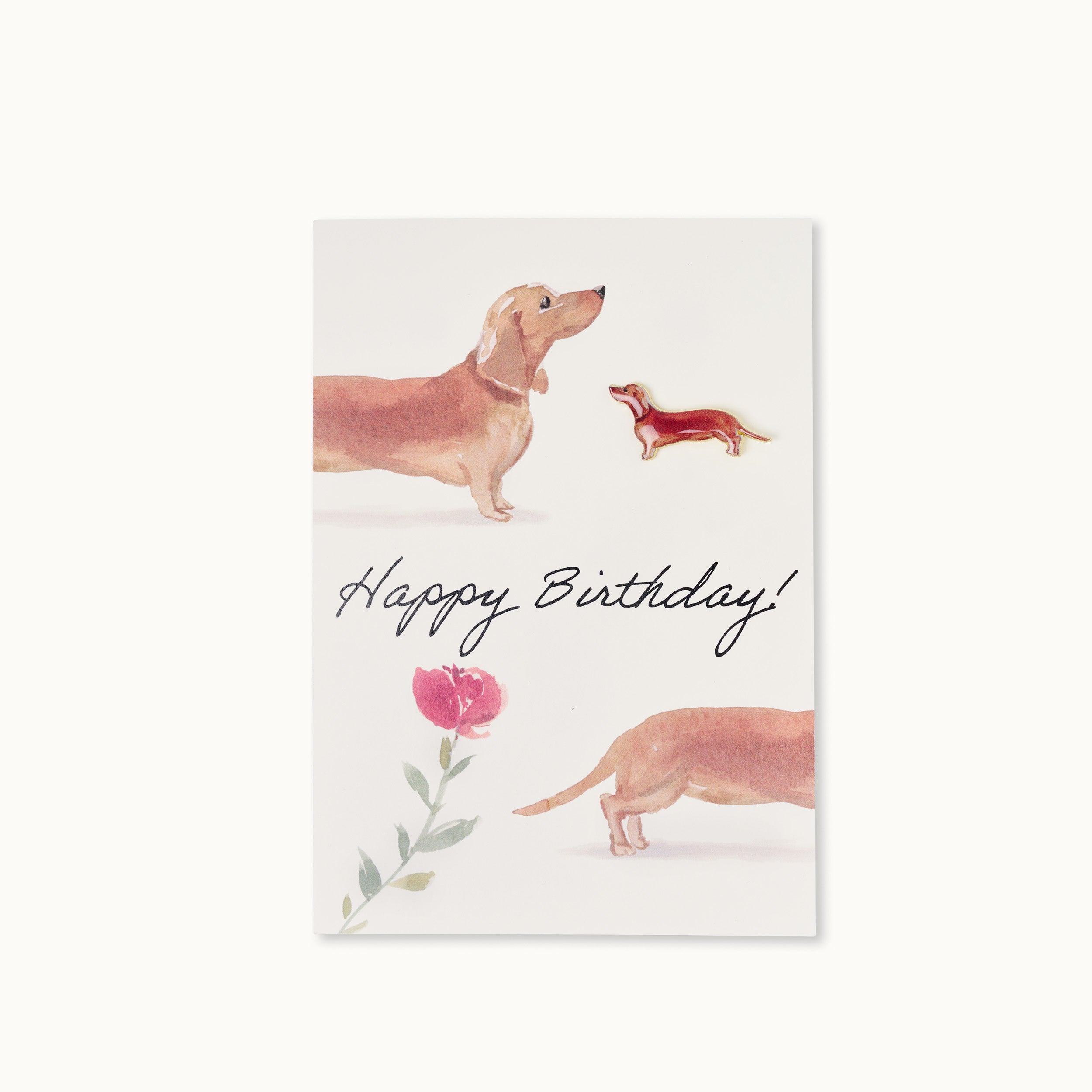 Pin-Karte: Happy Birthday Dackel Blumen