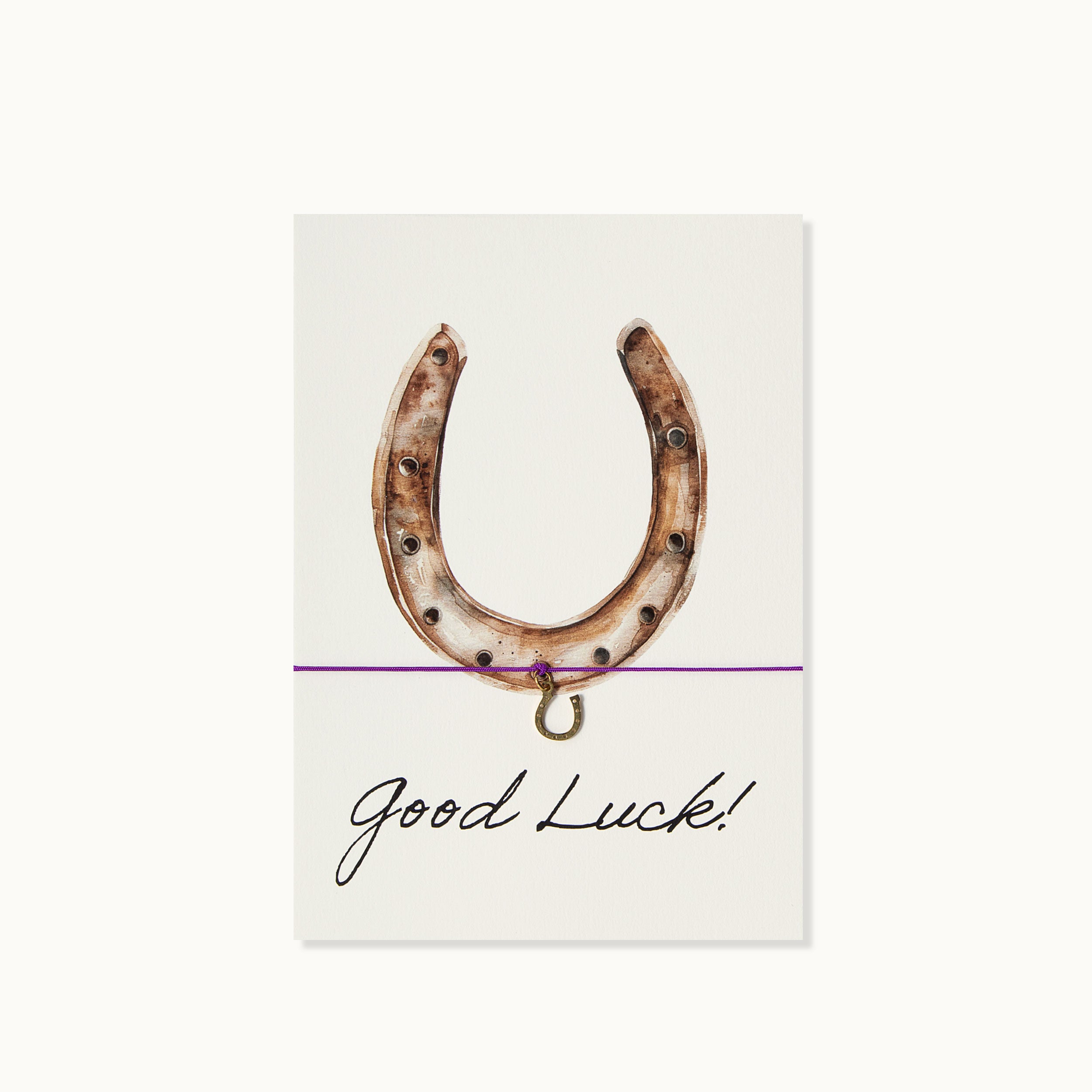 Armband-Karte: Good luck, Hufeisen