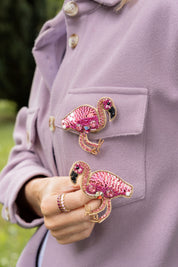 Broschenpaar: Eleganter Flamingo