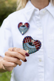 Broschenpaar: Evil Eye Herz