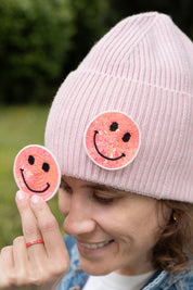 Broschenpaar: Smiley Pink