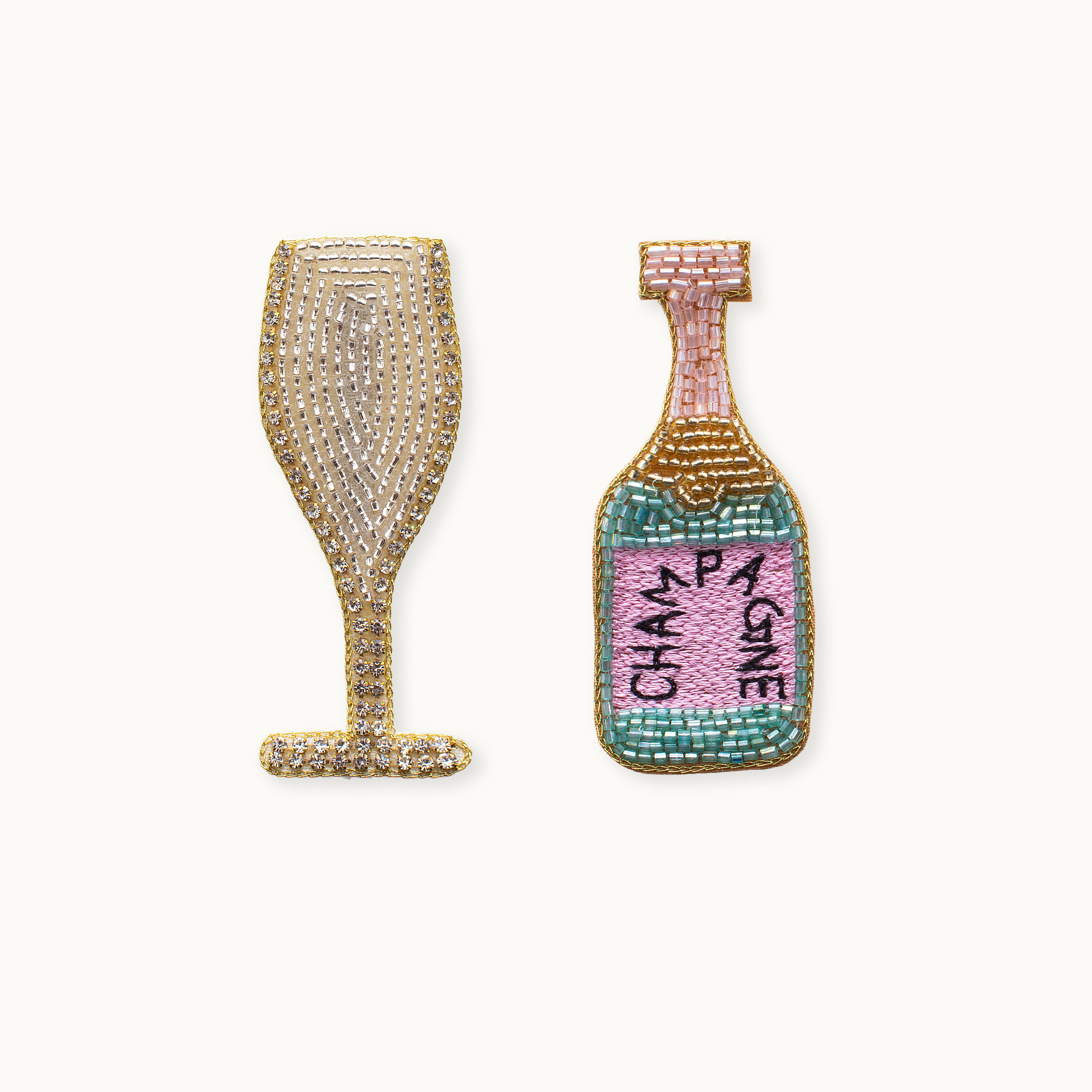 Broschenpaar: Champagne Türkis