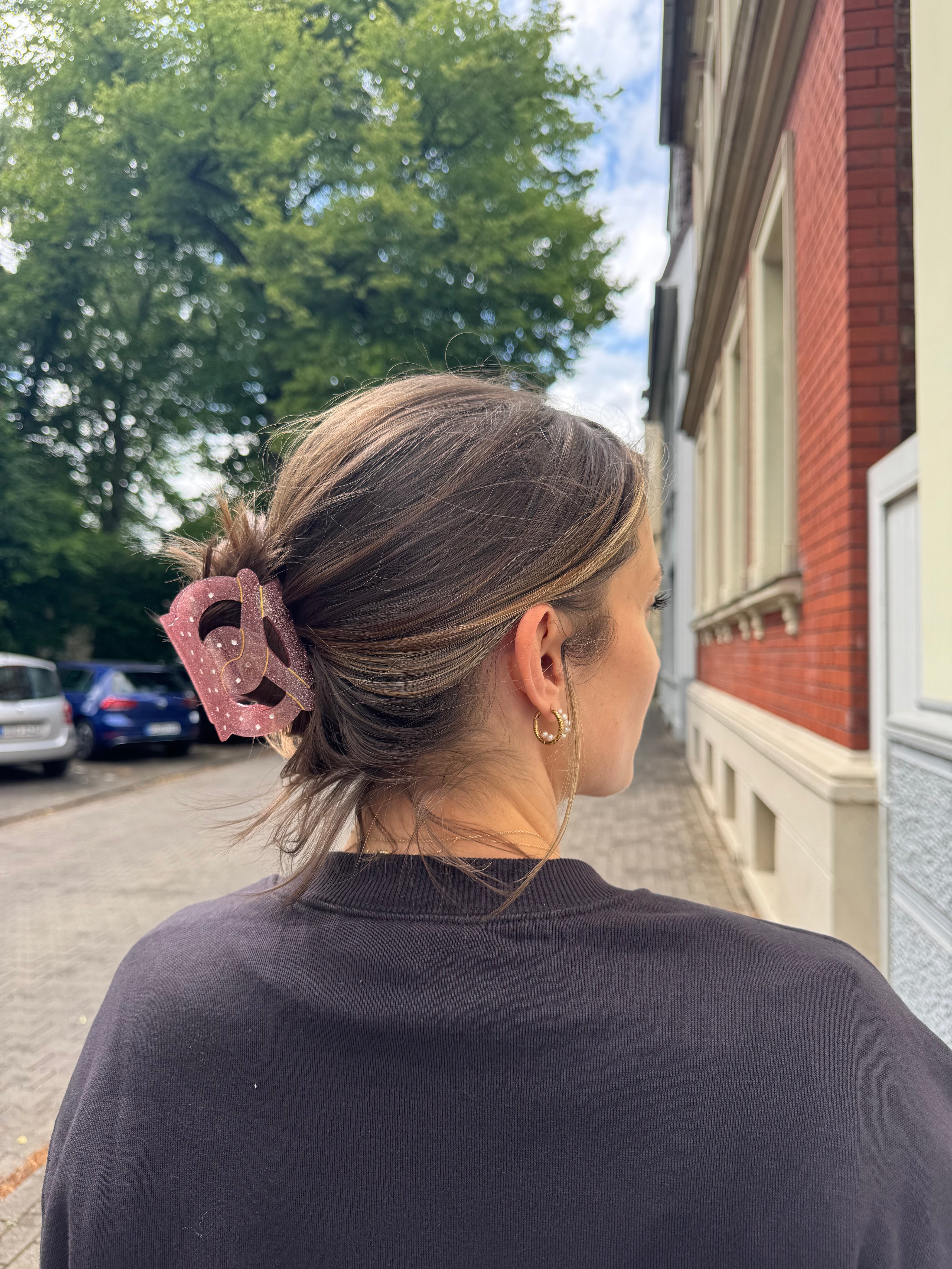 Haarklammer Breze Glitzer pink groß