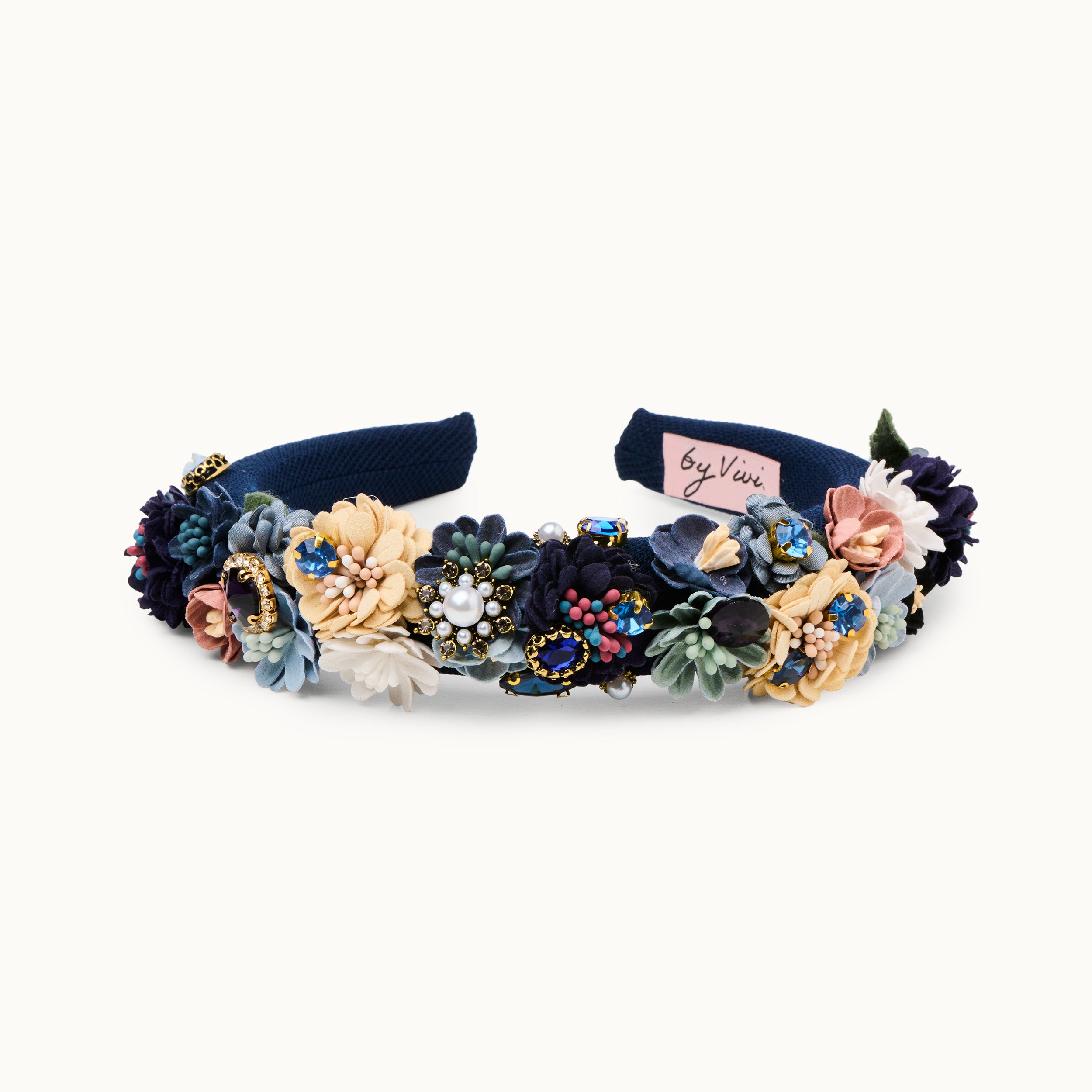 Haarreif Blumen navy