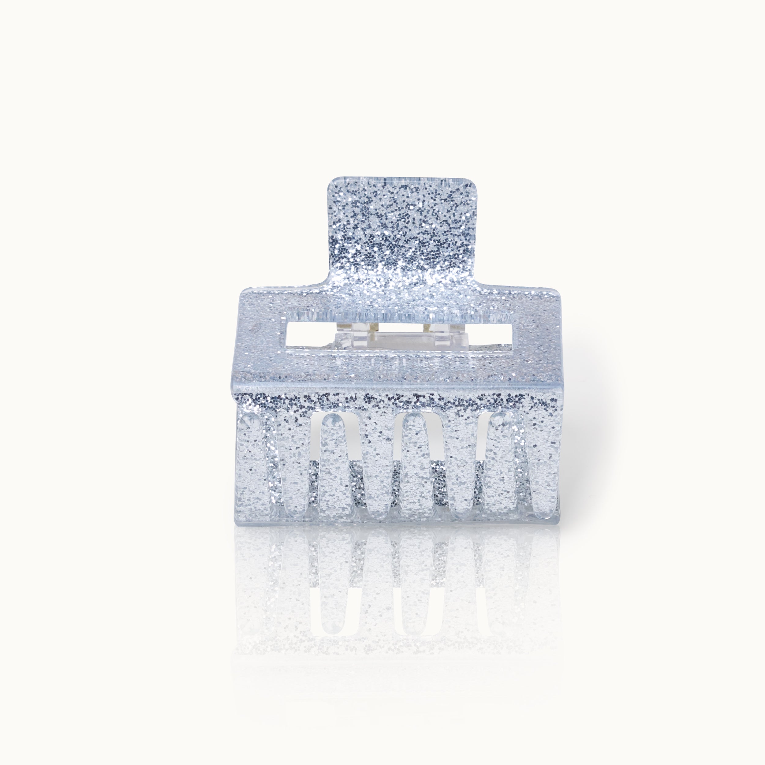 Haarklammer Square  Silver Glitter