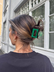 Haarklammer Square  Green Glitter