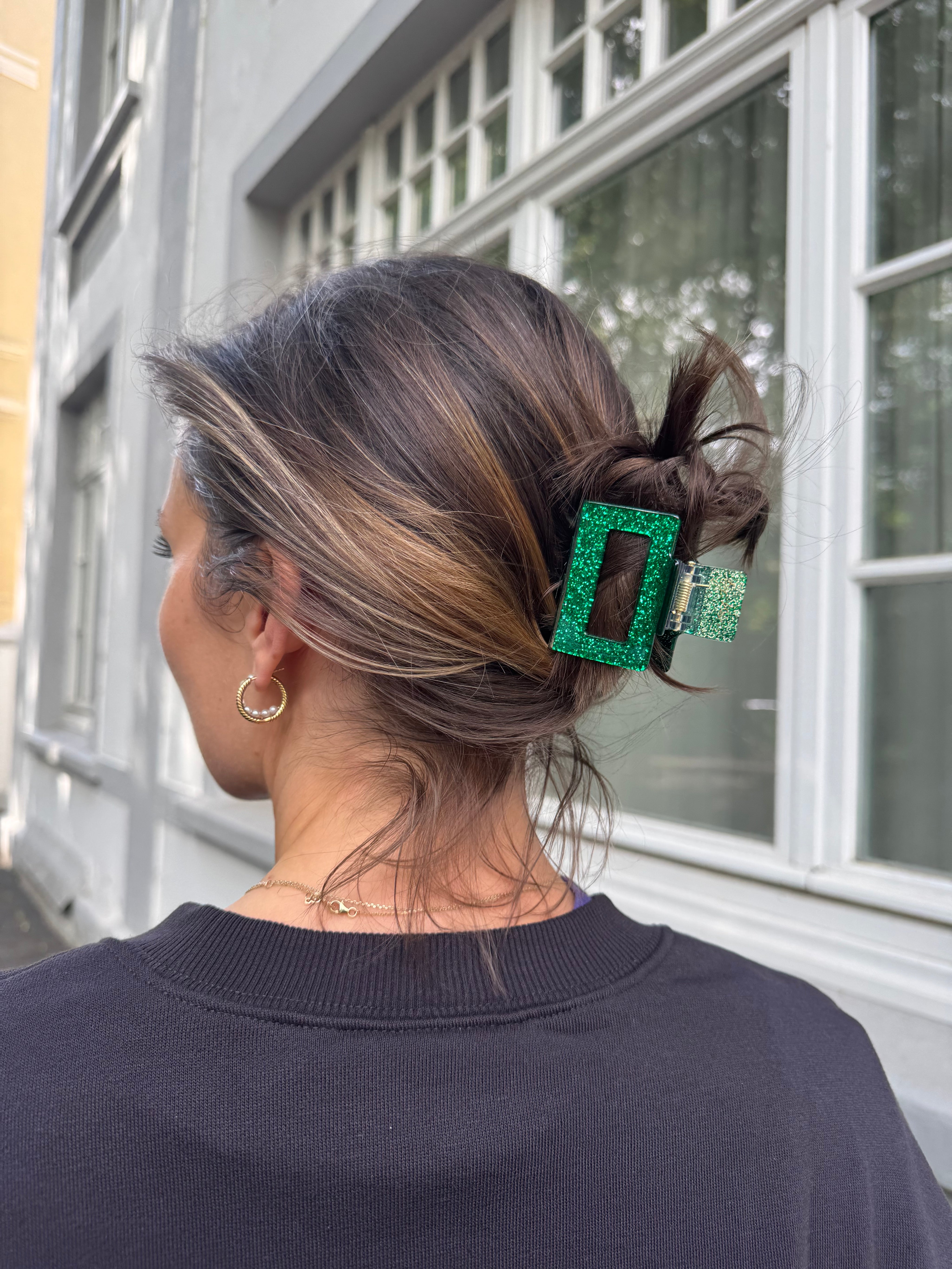 Haarklammer Square  Green Glitter