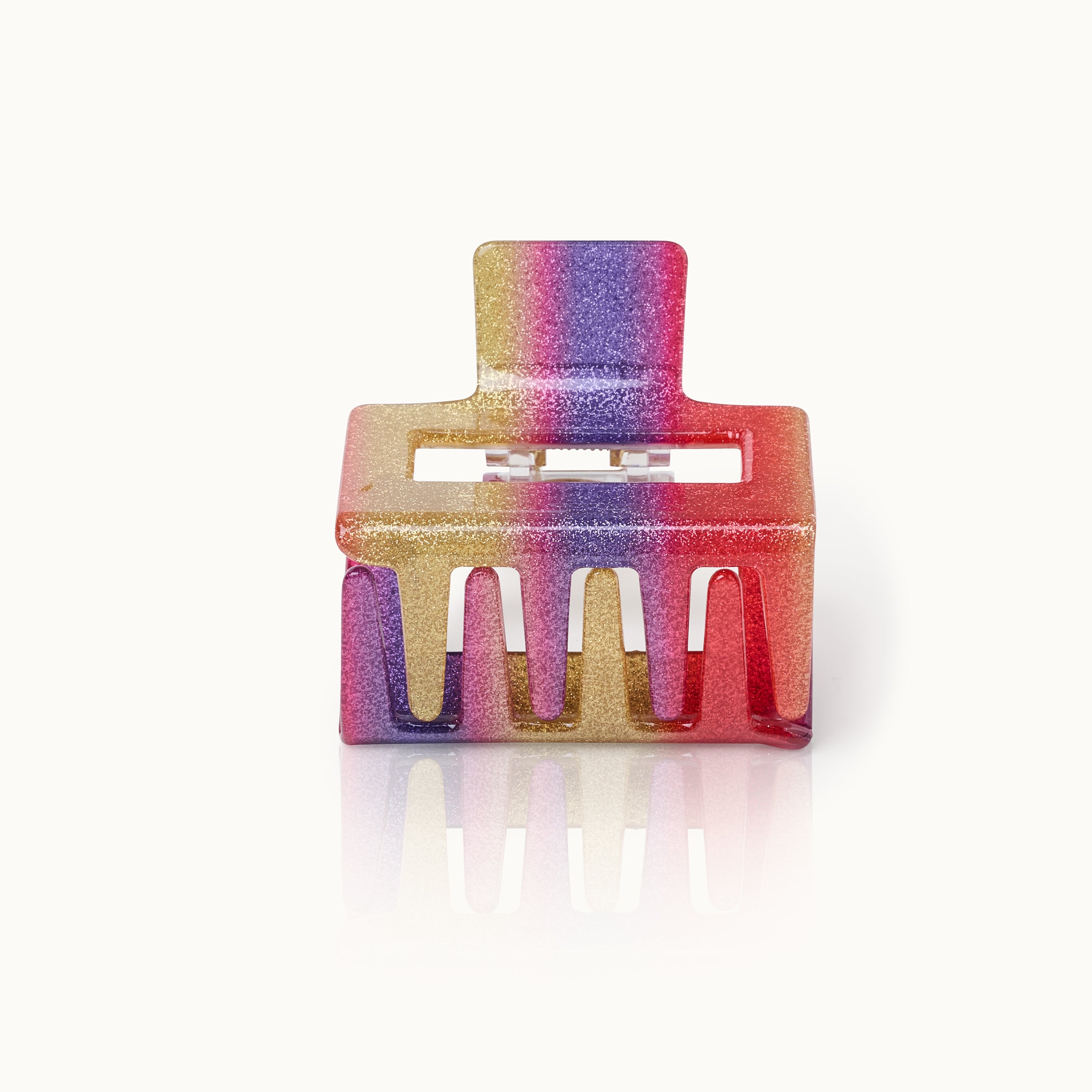 Haarklammer Square Rainbow Glitter