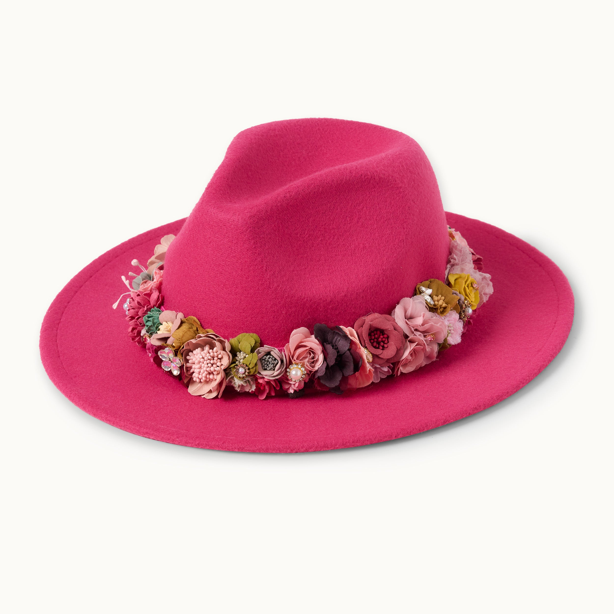 Hut mit Blumen Pink