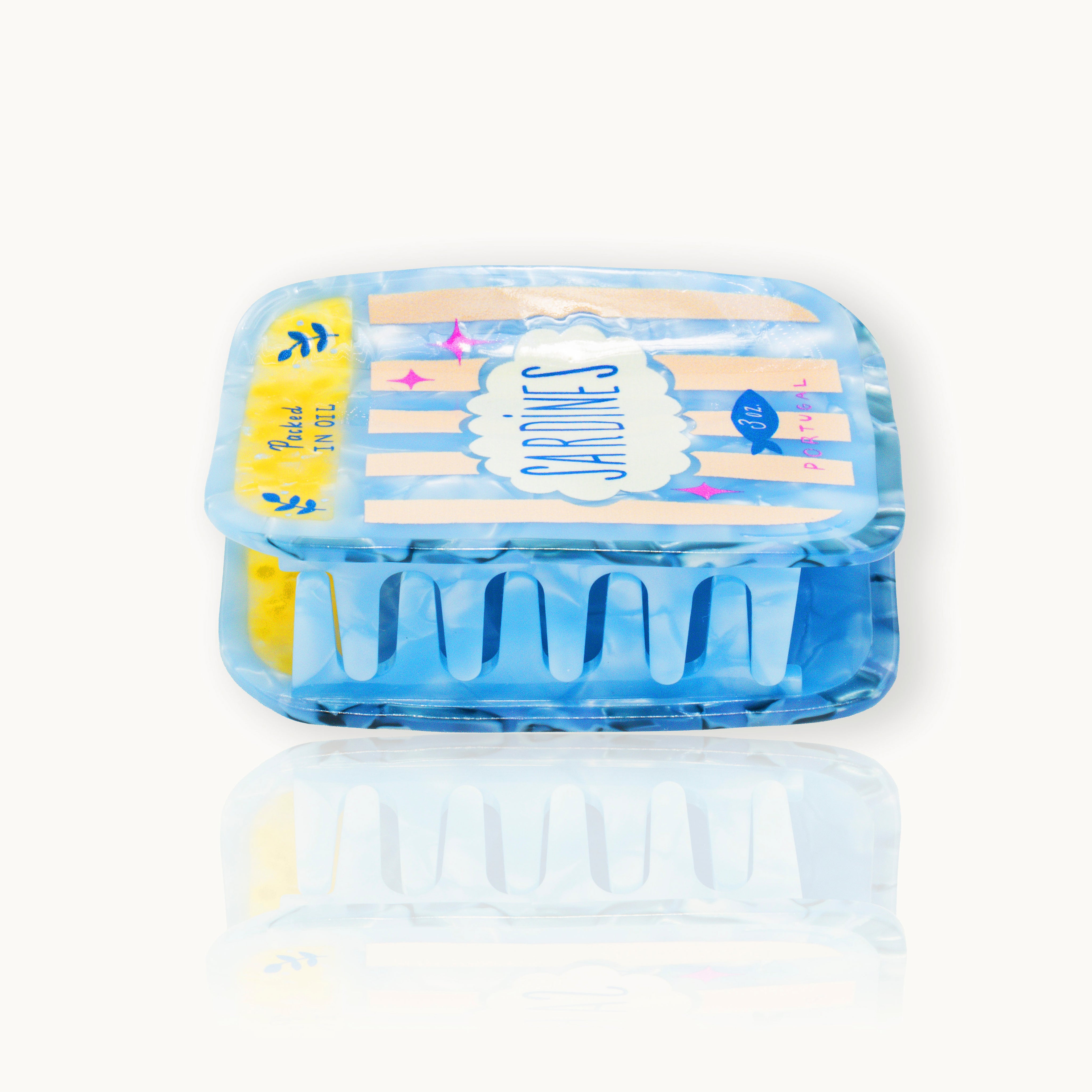Haarklammer Sardinenbox blau