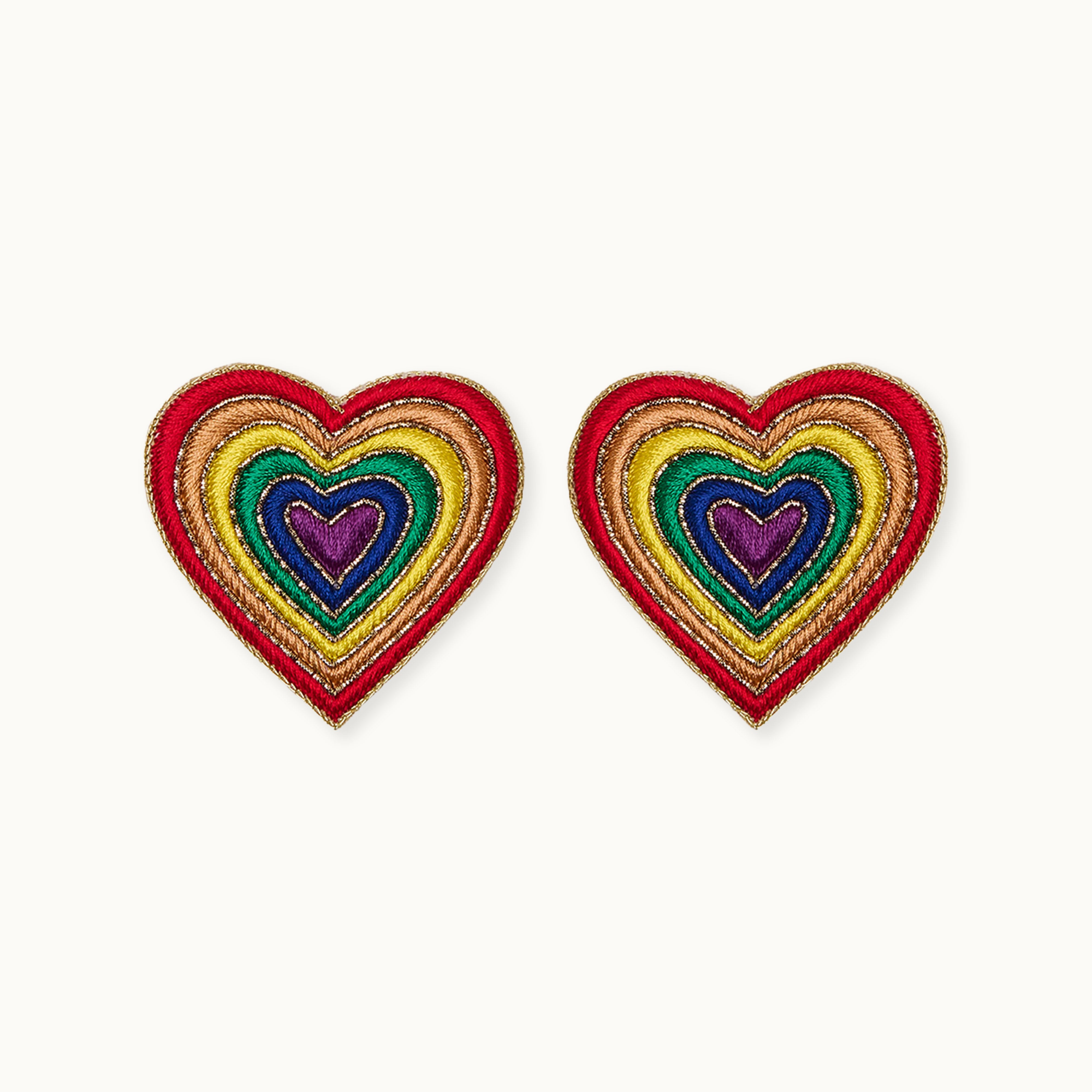 Broschenpaar: Regenbogenherz