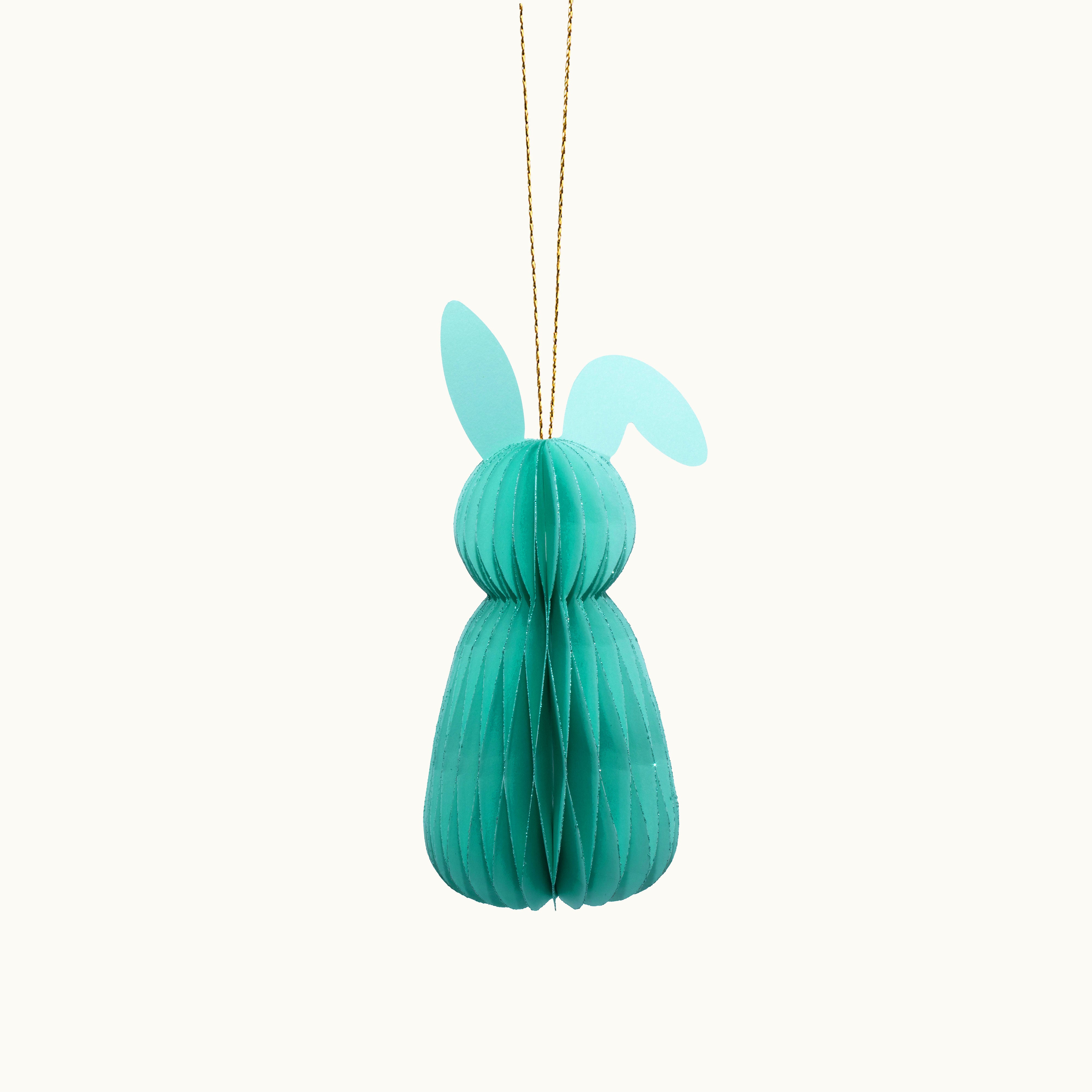 Anhänger Osterhase aus Papier 15 cm Türkis