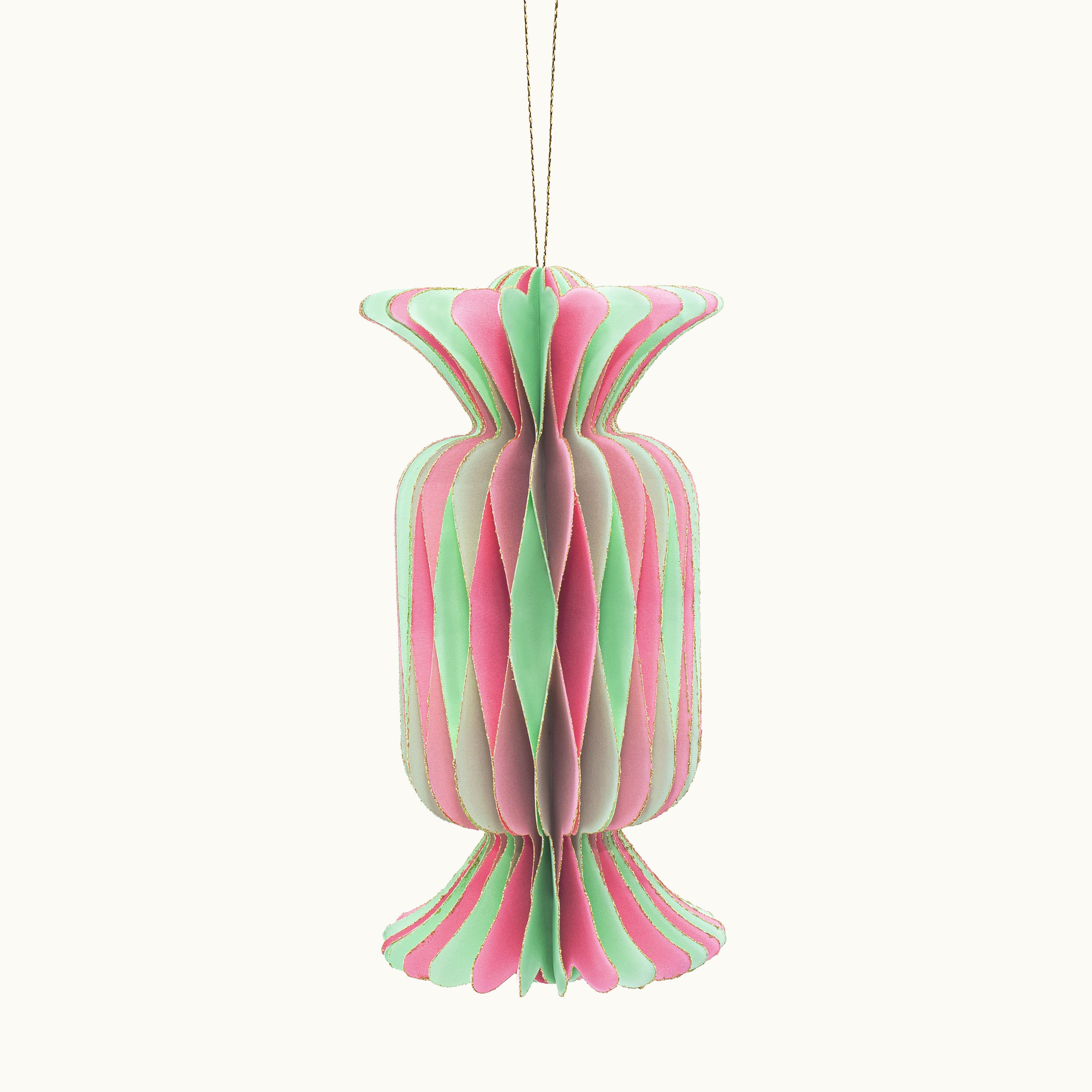 Anhänger Bonbon aus Papier Groß Rosa Mint 15cm