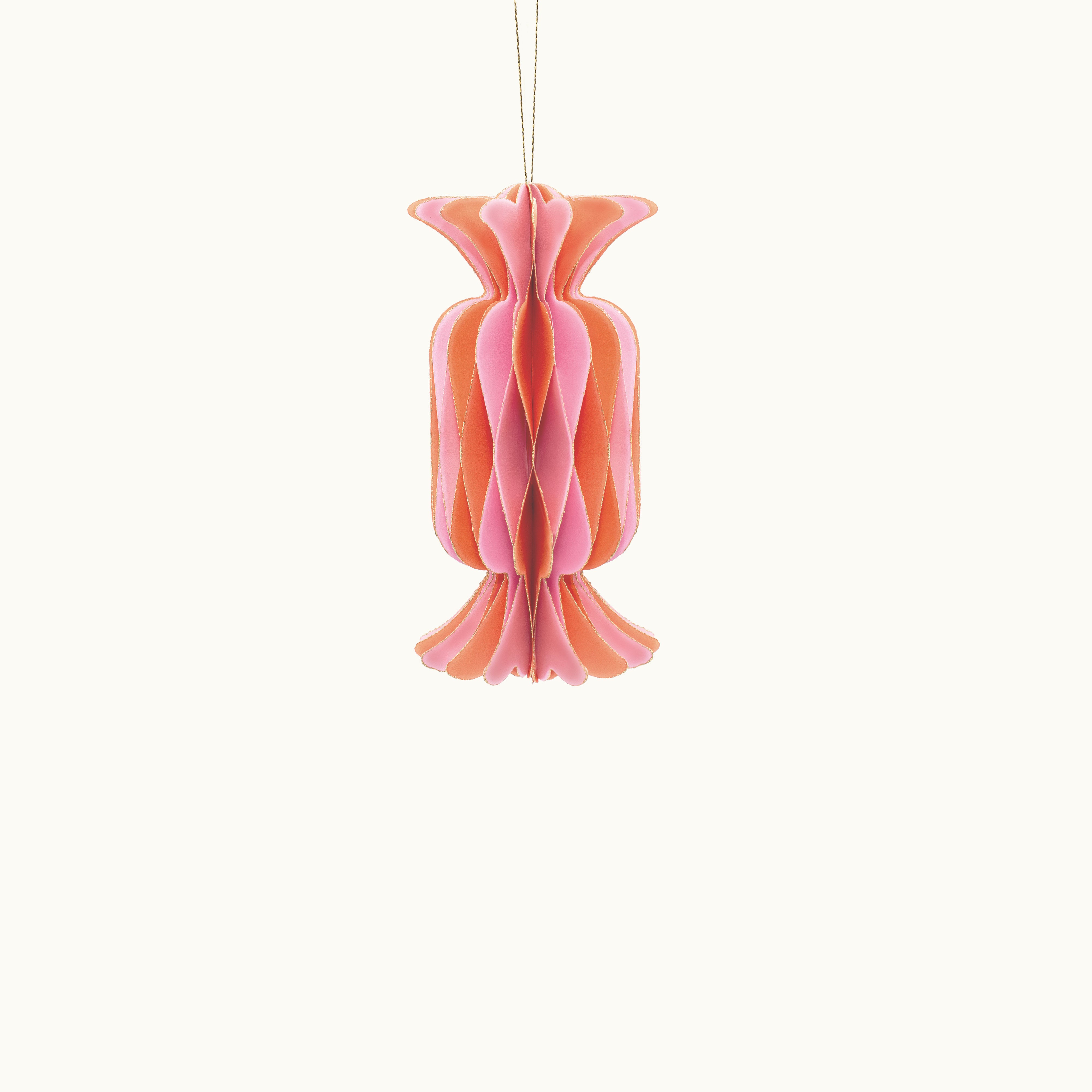 Anhänger Bonbon aus Papier klein Orange Rosa 10cm