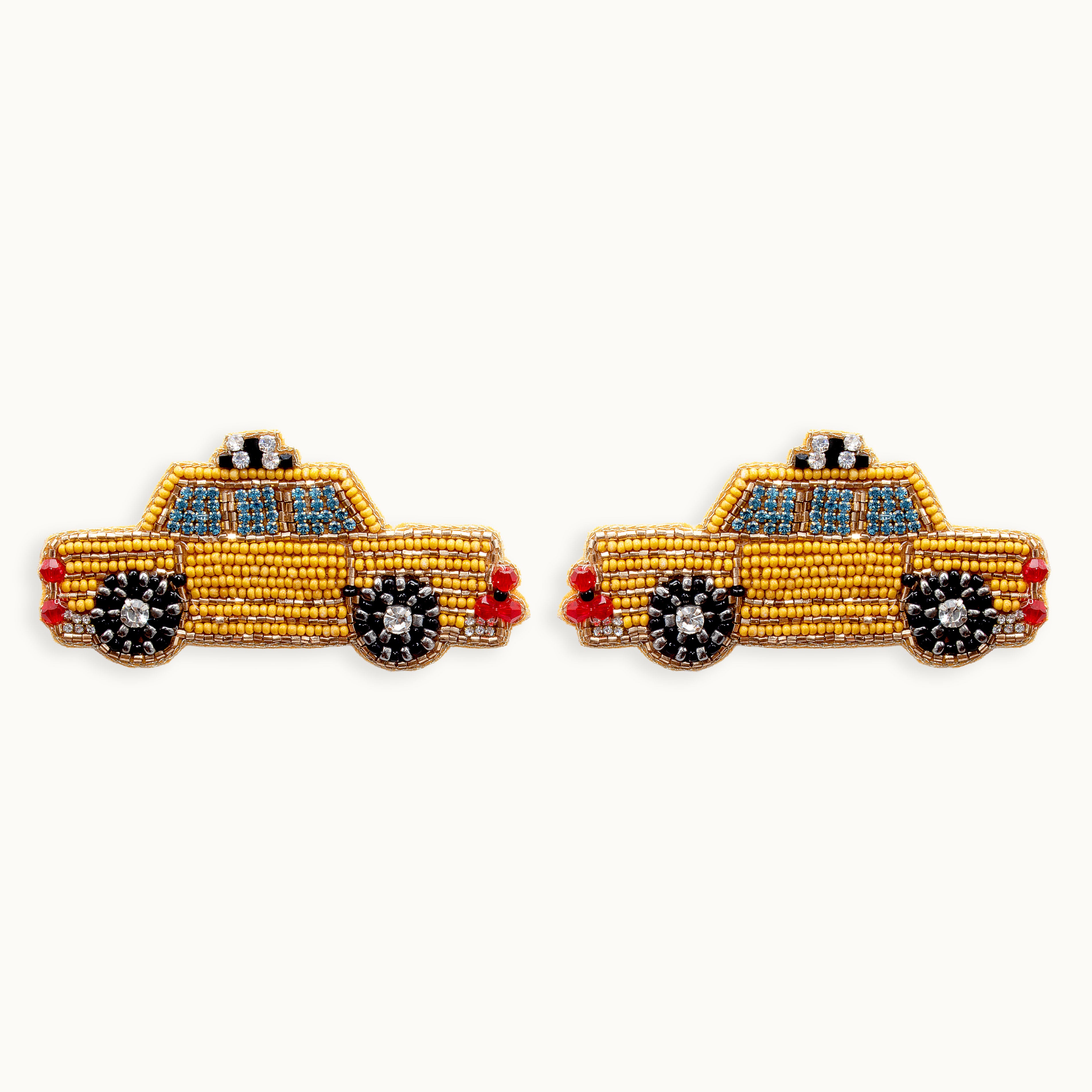 Broschenpaar: NY Taxi