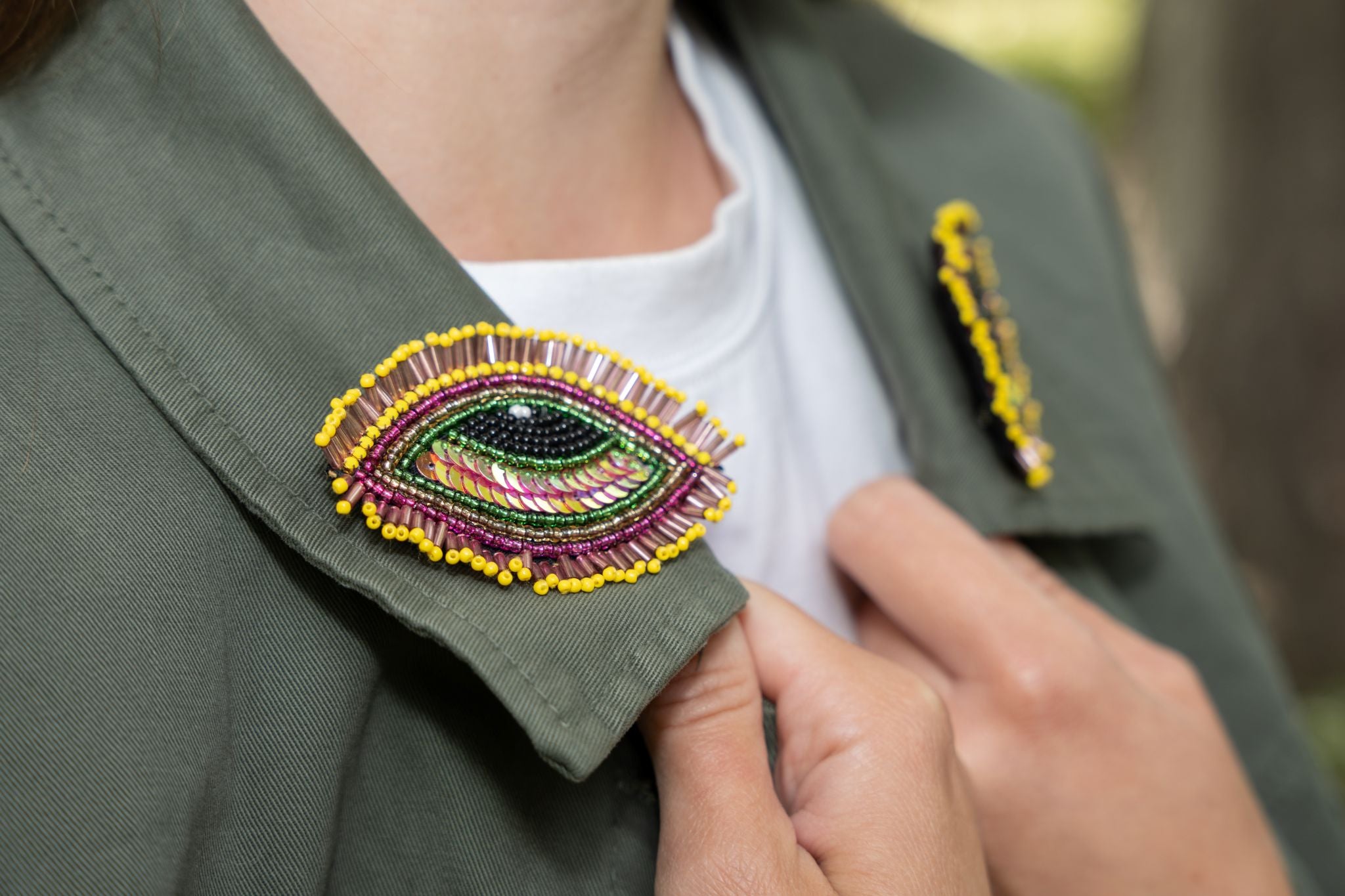 Broschenpaar: Pinker Evil Eye