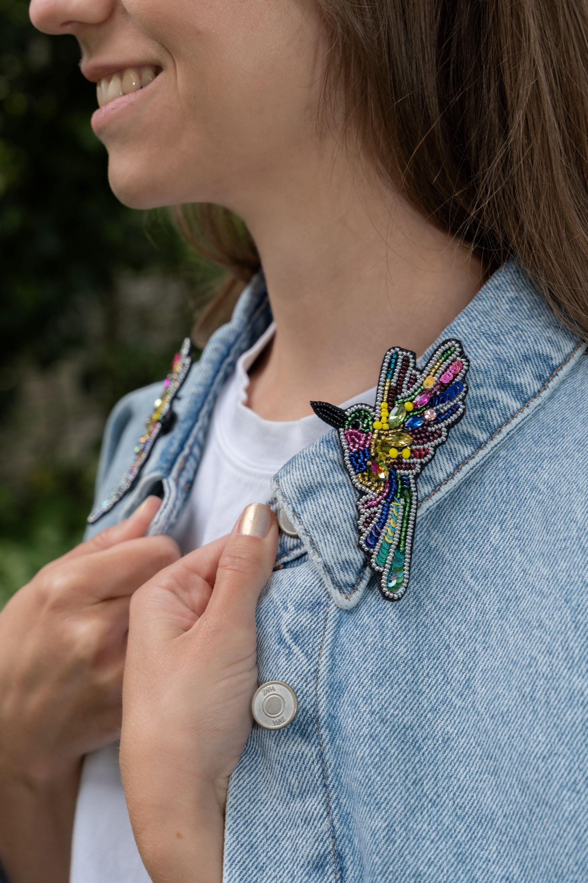 Broschenpaar: Kolibri