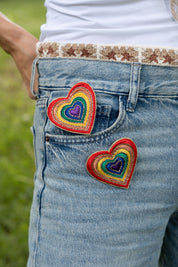 Broschenpaar: Regenbogenherz