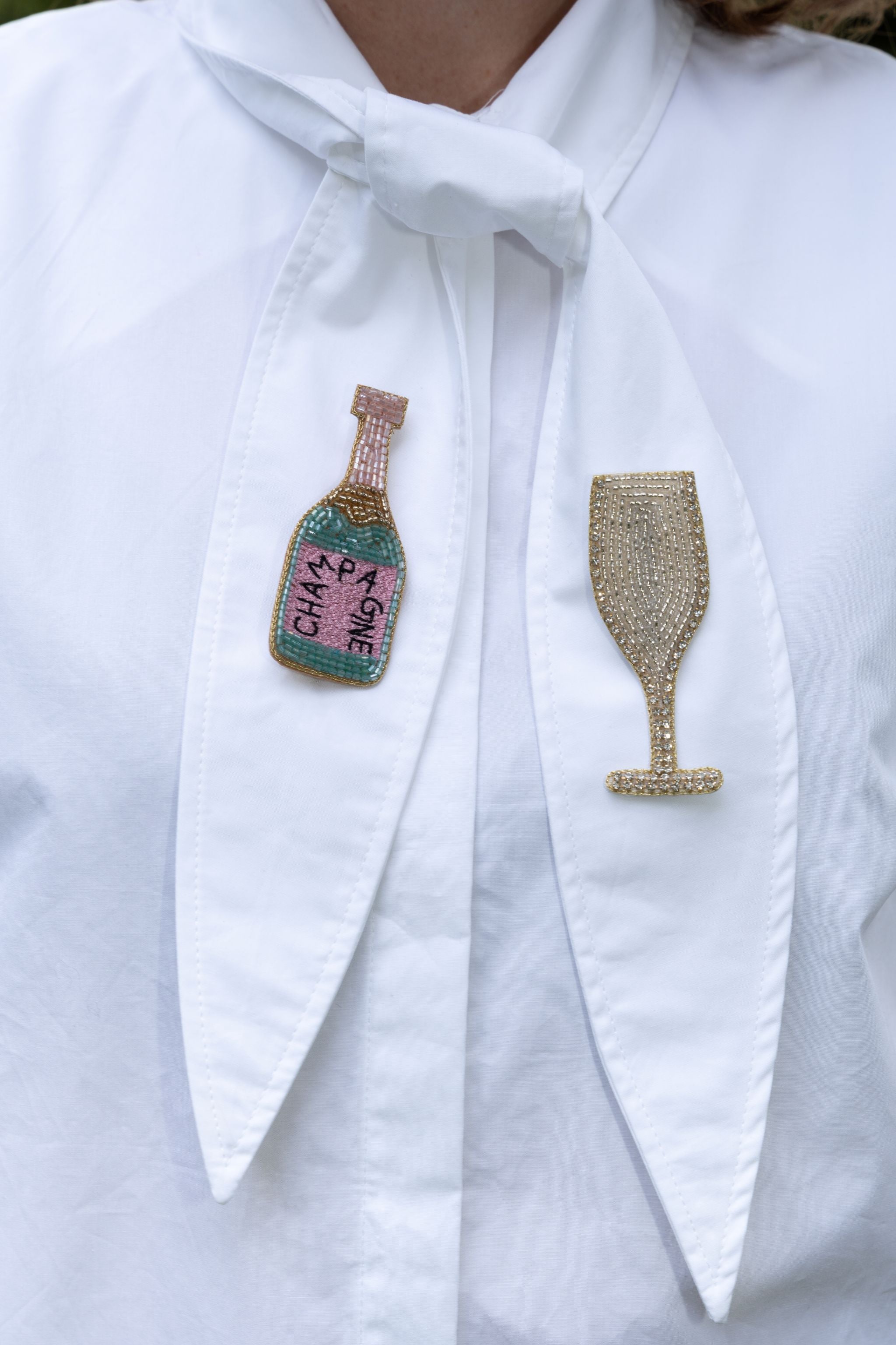 Broschenpaar: Champagne Türkis
